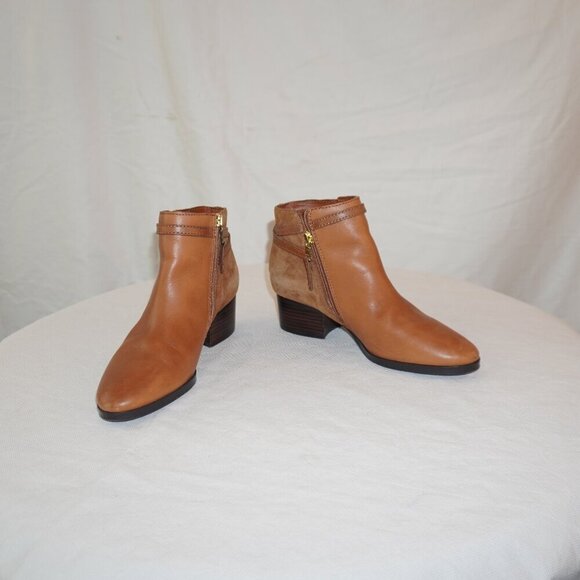 Lauren Ralph Lauren Damara Brown Leather Western Strap Heel Boot Booties 7.5B - Picture 9 of 12